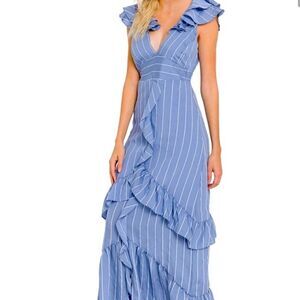 NWT English Factory Striped Ruffle Maxi Dress
